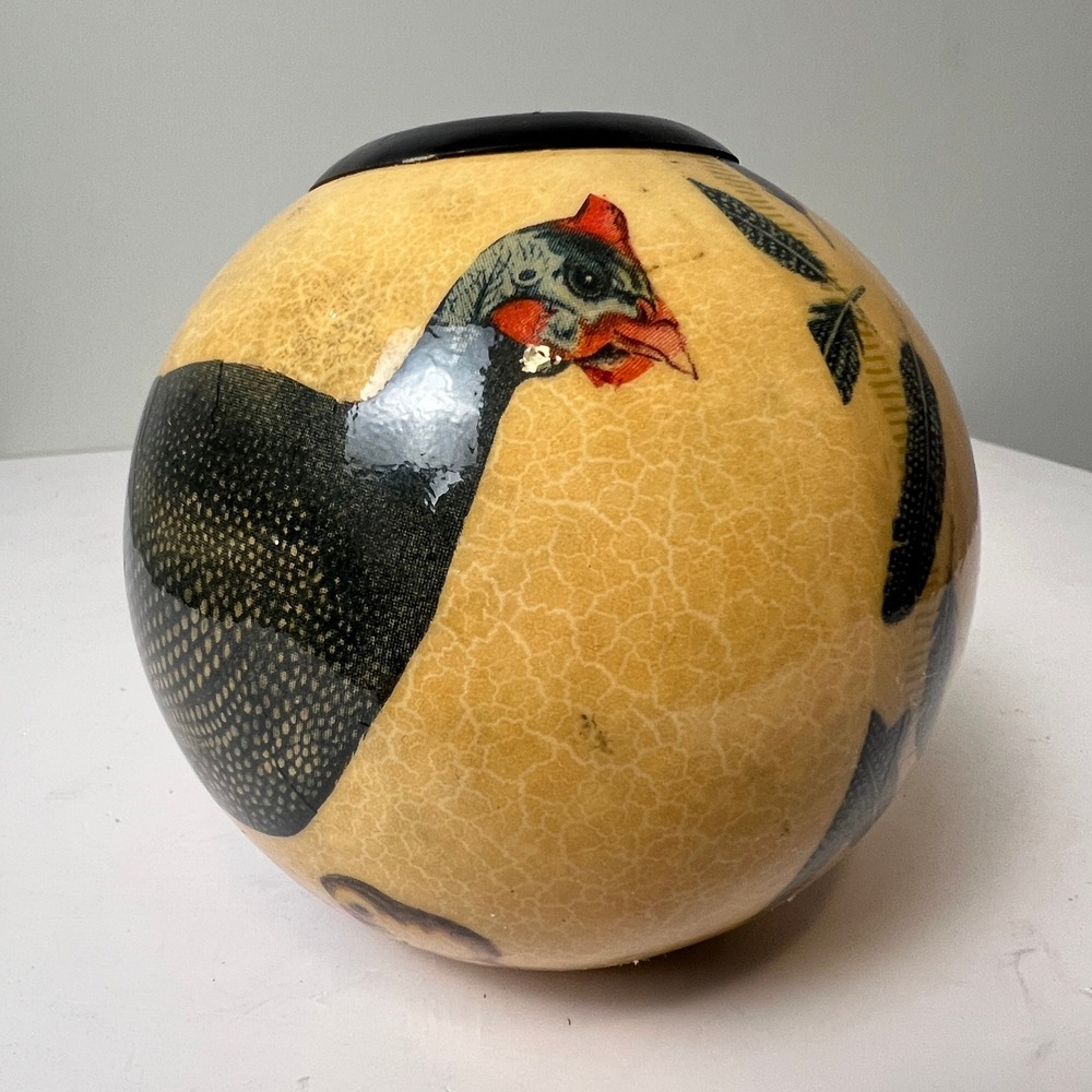 Unbranded Ostrich Egg Tea Light Holder Guinea Fowl Decoupage Cream‎ Safari Decor